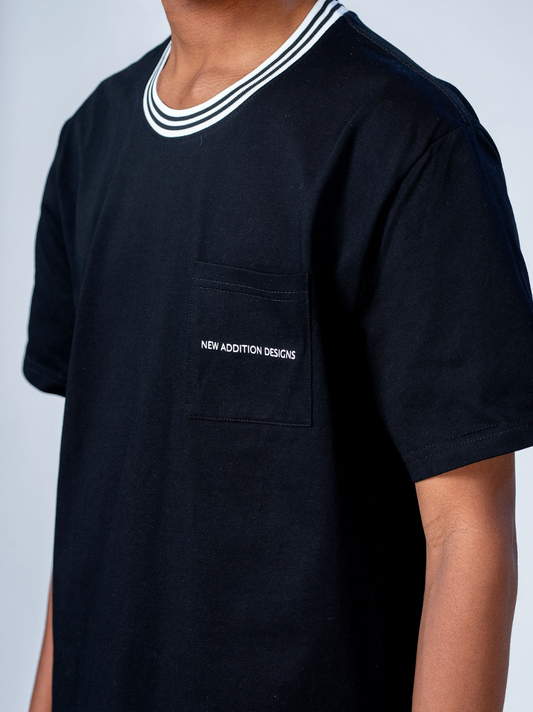 New Addition Design Black Pocket T-Shirt