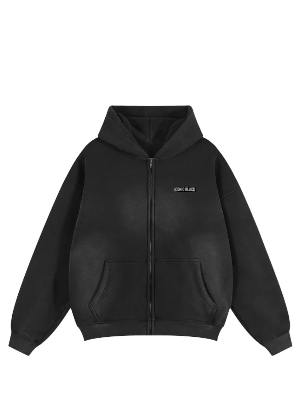 Iconic Black Zip Black Hoodie