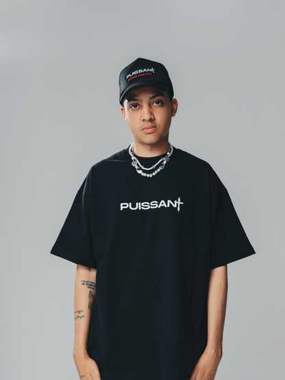 Puissant Oversized Black Graphic T-Shirt