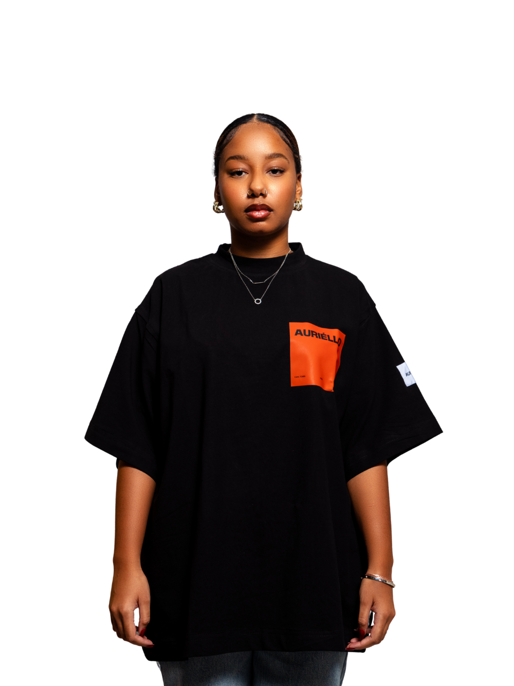 Auriello Orange Logo Black T-Shirt