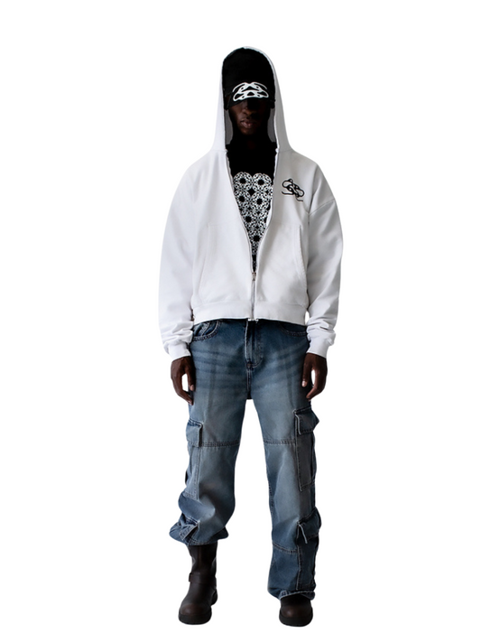 Salthiel Zip-Up White Hoodie