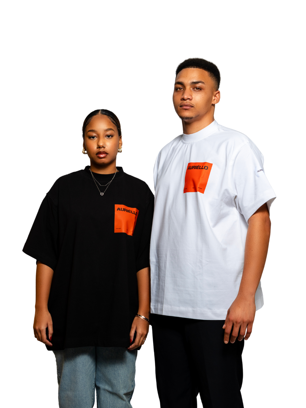 Auriello Orange Logo Black T-Shirt