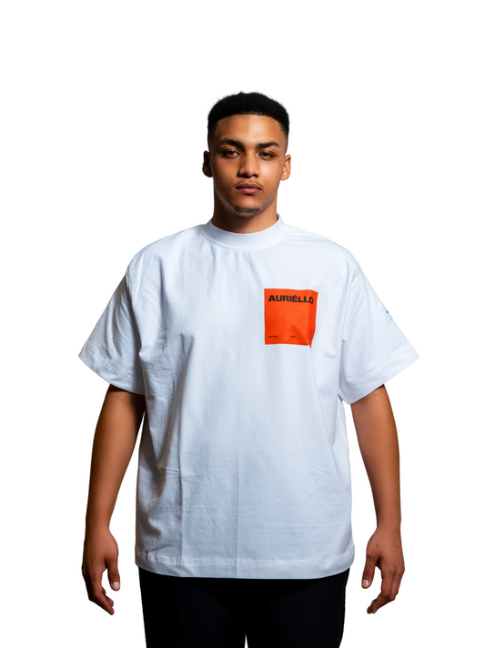 Auriello Orange Logo White T-Shirt