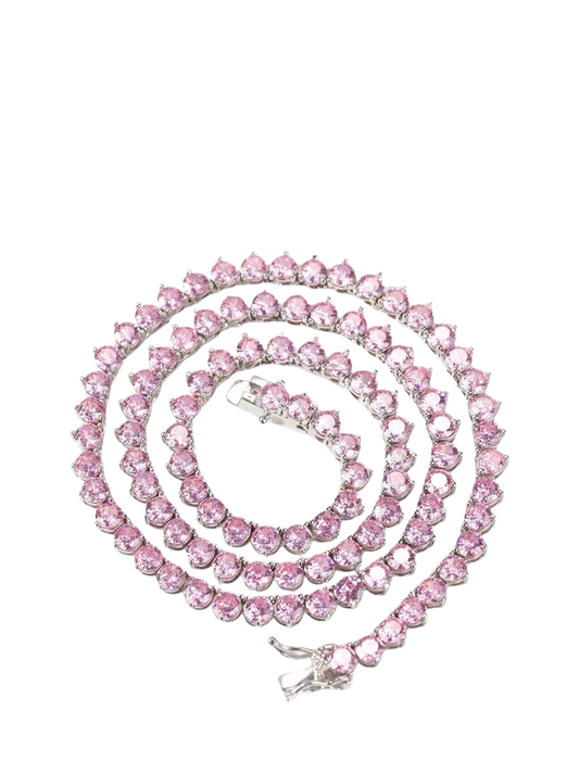 Pink Rounded Cubic Necklace (Unisex)