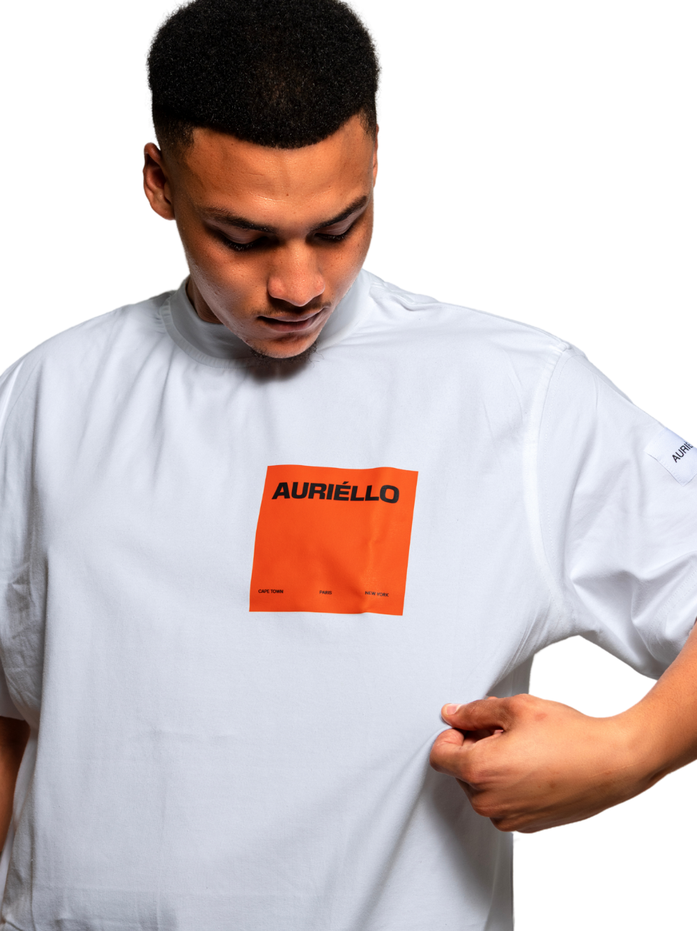 Auriello Orange Logo White T-Shirt