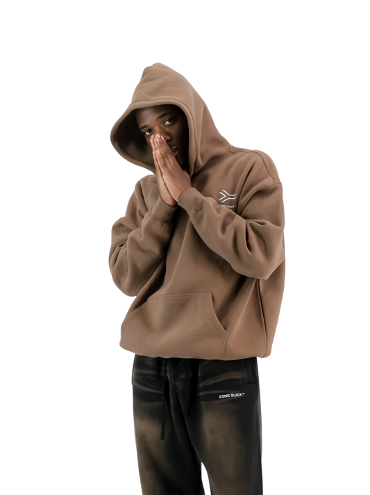 Iconic Black Essential Brown Hoodie