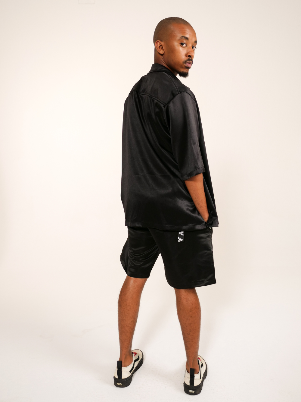 Anxmaly Plain Black Satin Shirt