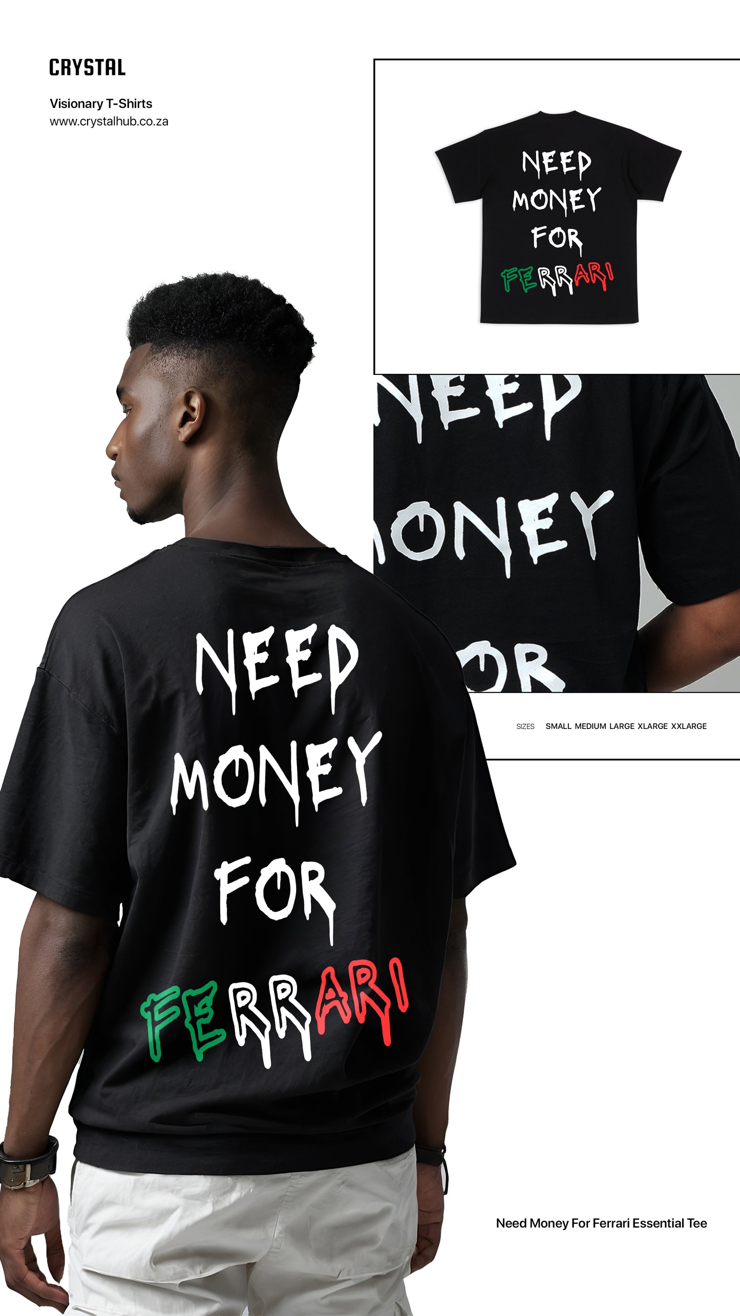 Crystal Need Money For Ferrari Black T-Shirt