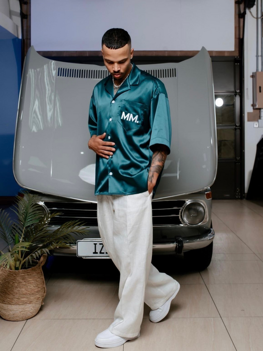 Micael Matthews Green Satin Shirt