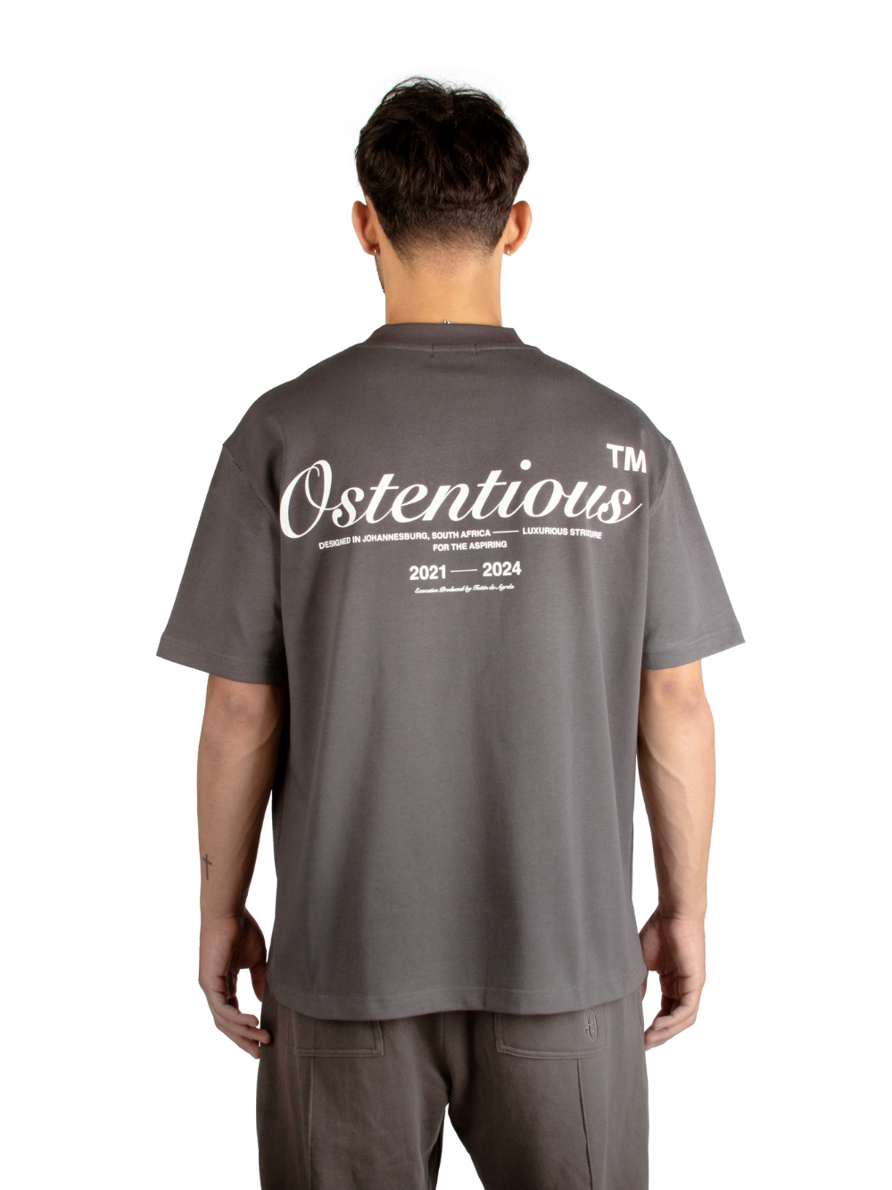 Ostentious Dark Grey Graphic Oversized T-Shirt