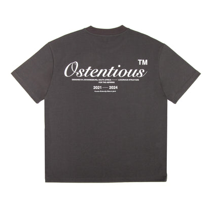 Ostentious Dark Grey Graphic Oversized T-Shirt