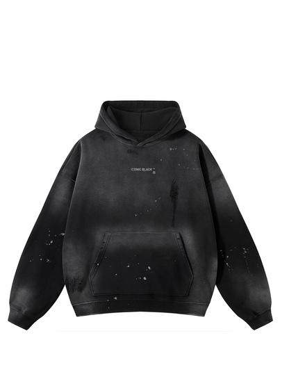 Iconic Black Frayed Oversized Hoodie